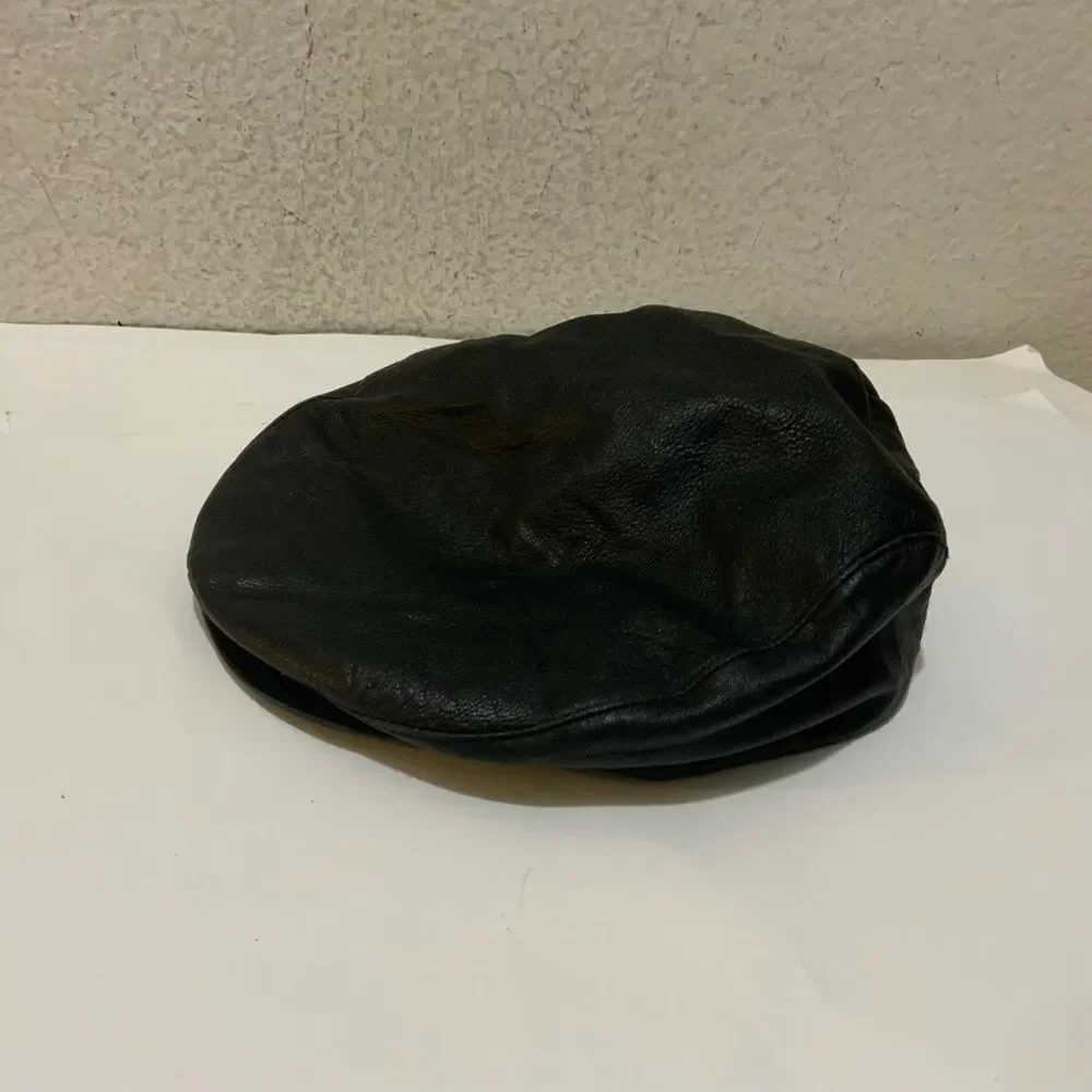 Wilson leather newsboy leather black hat Medium